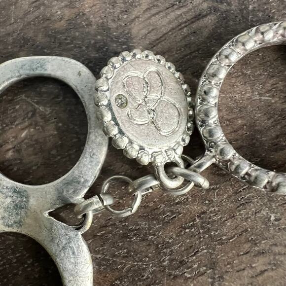 Jessica Simpson Silver and Gold Metallic T Clasp Floral Statement Bracelet - Picture 7 of 9